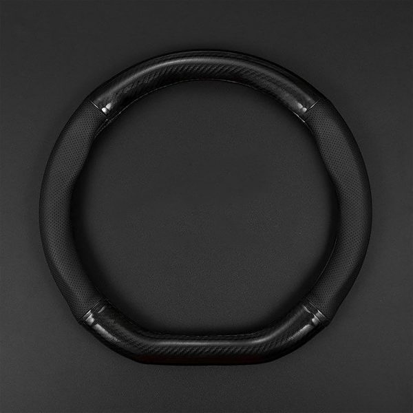 1 Pack Car Breathable Steering Wheel Cover, Wear -Resistant Steering Wheel Sleeve, Carbon Fiber Non-Slip Steering Wheel Protector, Four Seasons Universal Steering Wheel Set (Black #D -Shaped)